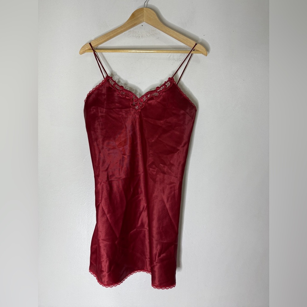 Vintage Val Mode Red Slip‎ Nightgown Medium